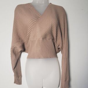 Chic V-Neck Sweater in Tan